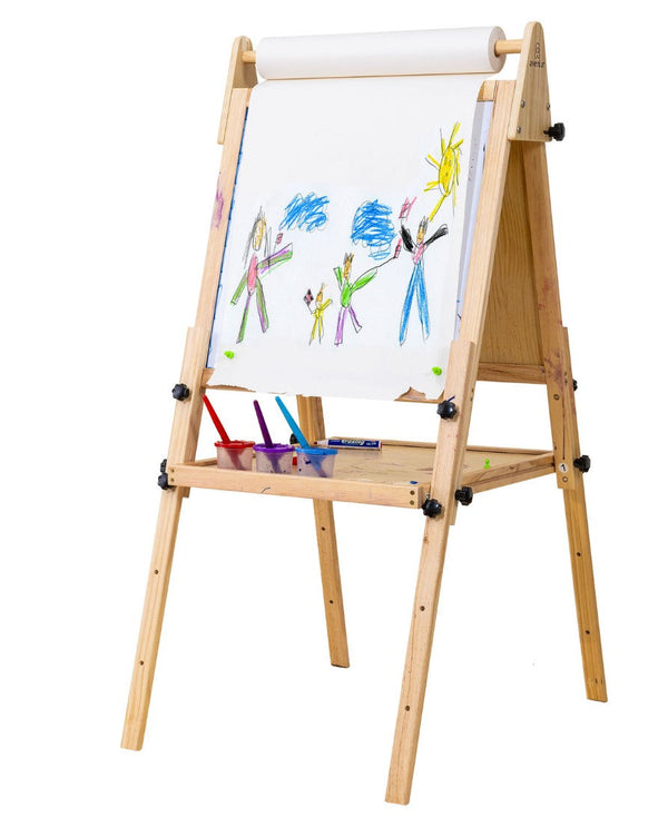 Foldable Kids Easel at angle 9, featuring 3 adjustable heights for drawing and painting fun indoors.