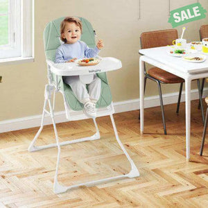 Easy Clean Compact Highchair with Removable Adjustable Tray and PU Seat Cushion-Green