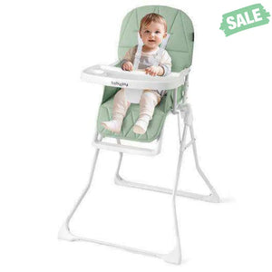 Easy Clean Compact Highchair with Removable Adjustable Tray and PU Seat Cushion-Green
