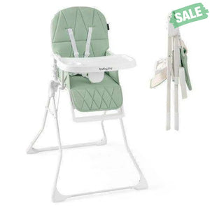 Easy Clean Compact Highchair with Removable Adjustable Tray and PU Seat Cushion-Green
