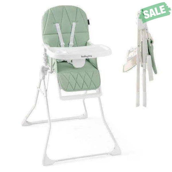 Easy Clean Compact Highchair with Removable Adjustable Tray and PU Seat Cushion-Green