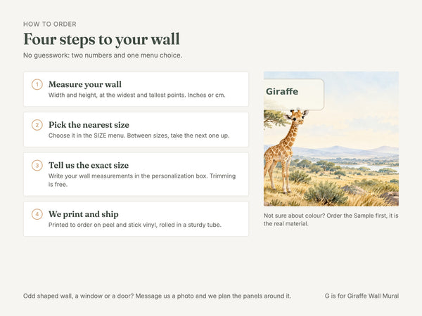 Watercolor G is for Giraffe Alphabet Wall Mural, image 6