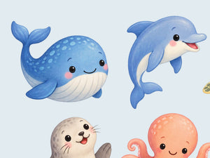 Baby Ocean Animal Wall Decals, Set of 9, image 4