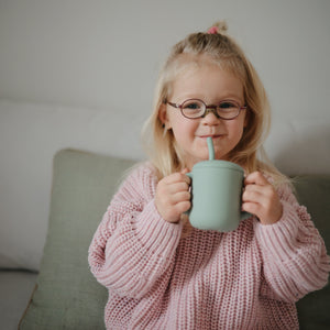 Mushie Silicone Training Cup with Removable Lid and Straw