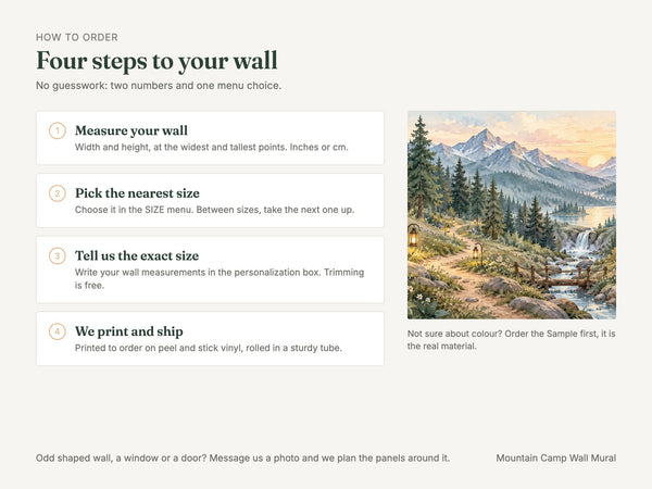 Watercolor Mountain Camp Camping Wall Mural, image 6