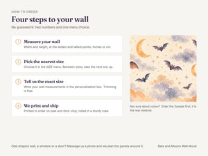 Watercolor Bats and Moons Halloween Wall Mural, image 6