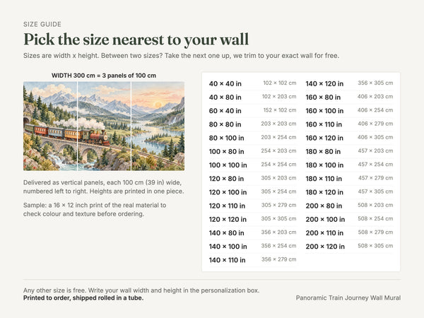 Watercolor Panoramic Train Journey Wall Mural, image 5