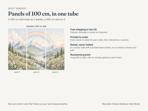 Watercolor Mountain Stream Rainbow Wall Mural, image 7