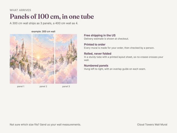 Watercolor Cloud Towers Fairy Tale Wall Mural, image 8