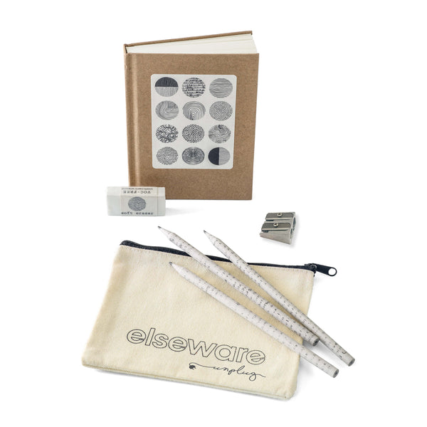 Sketchbook Art Kit - Doodle Set with paper and pencils for creative baby activities, shown from angle 5.