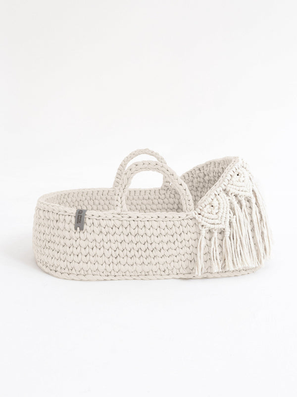 Doll Moses Basket Macrame Hood w/Rocking Stand