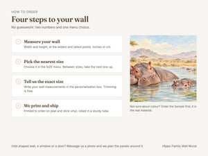 Watercolor Hippo Family Safari Wall Mural, image 6