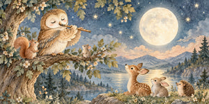 Watercolor Owl Flute Wall Mural, image 3