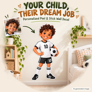 Personalized Soccer Player Wall Decal from Photo, Dream Job Sticker, image 2