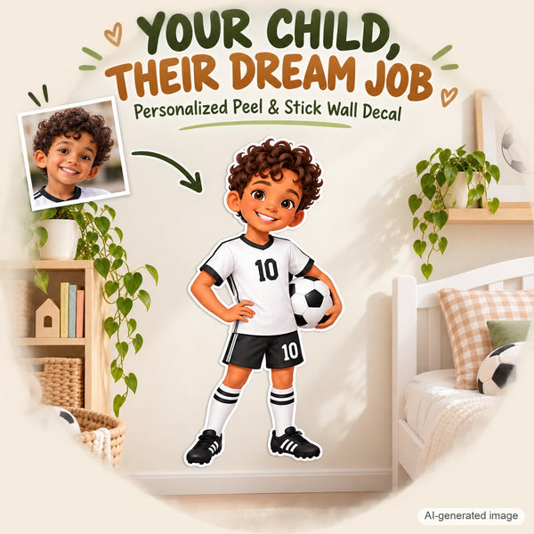 Personalized Soccer Player Wall Decal from Photo, Dream Job Sticker, image 2