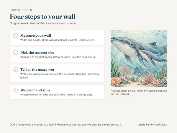 Watercolor Whale Family Ocean Wall Mural, image 6