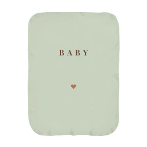 Personalize the Baby Surname swaddle blanket in sage with your baby's name