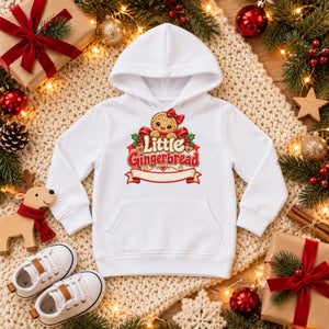 Personalize the Little Gingerbread toddler hoodie in white with your baby's name
