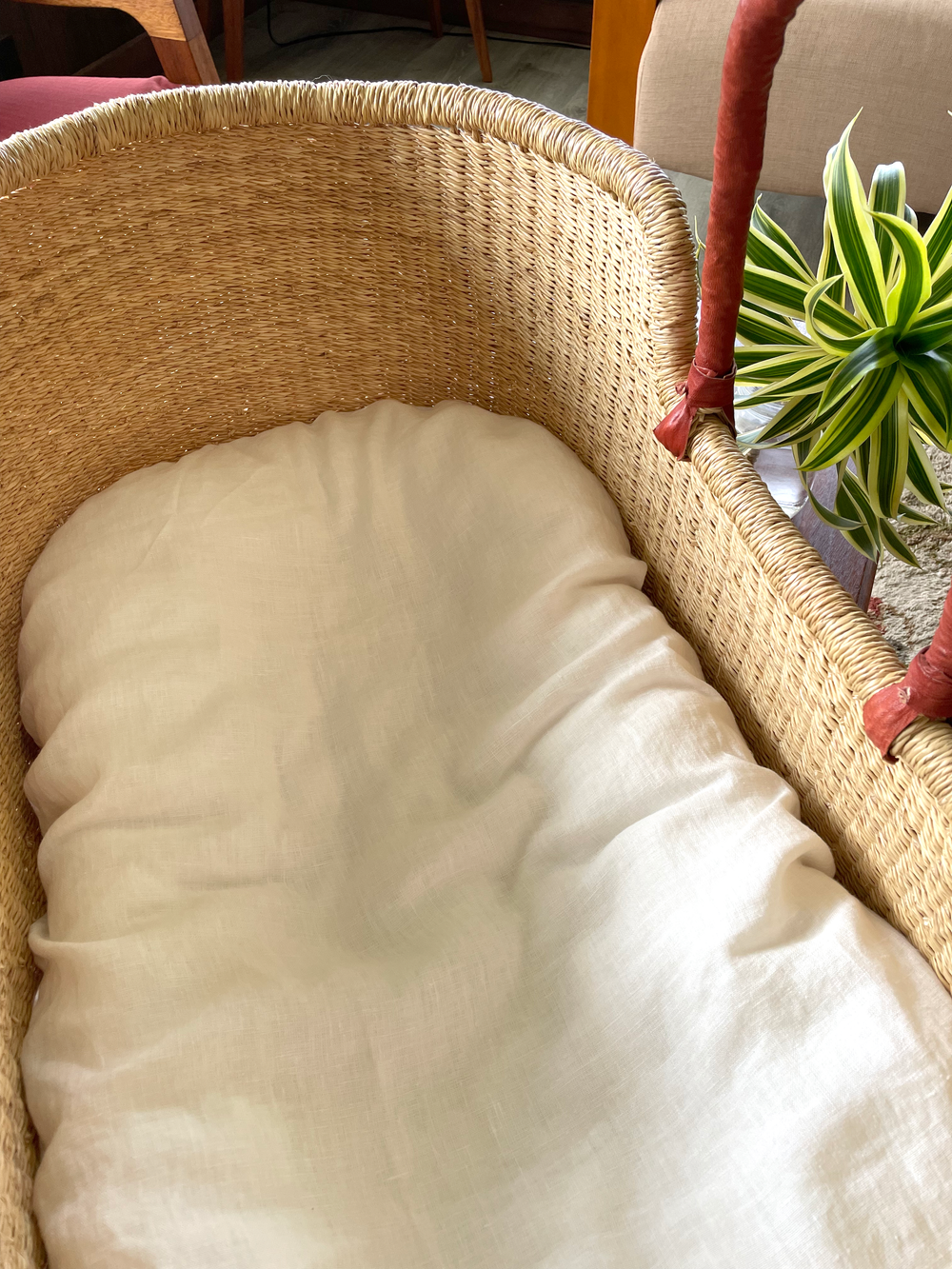 Off white washed linen lounger slip cover for versatile baby loungers, stylish and comfortable duvet cover option.