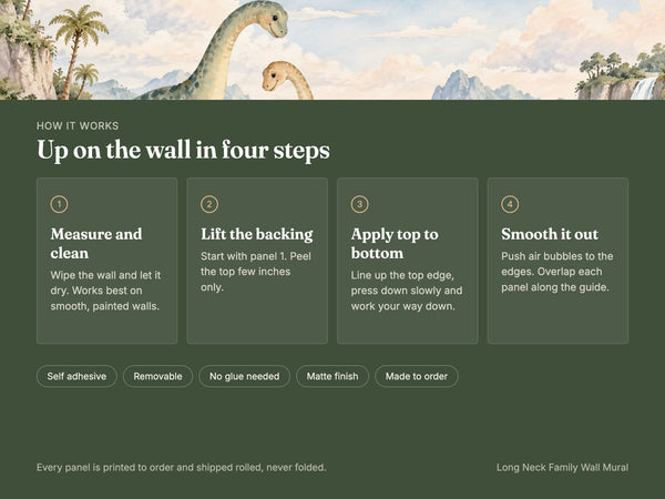 Watercolor Long Neck Family Dinosaur Wall Mural, image 9