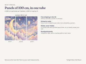 Watercolor Twilight Moon Hot Air Balloon Wall Mural, image 8
