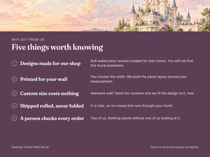 Watercolor Seaside Castle Fairy Tale Wall Mural, image 10