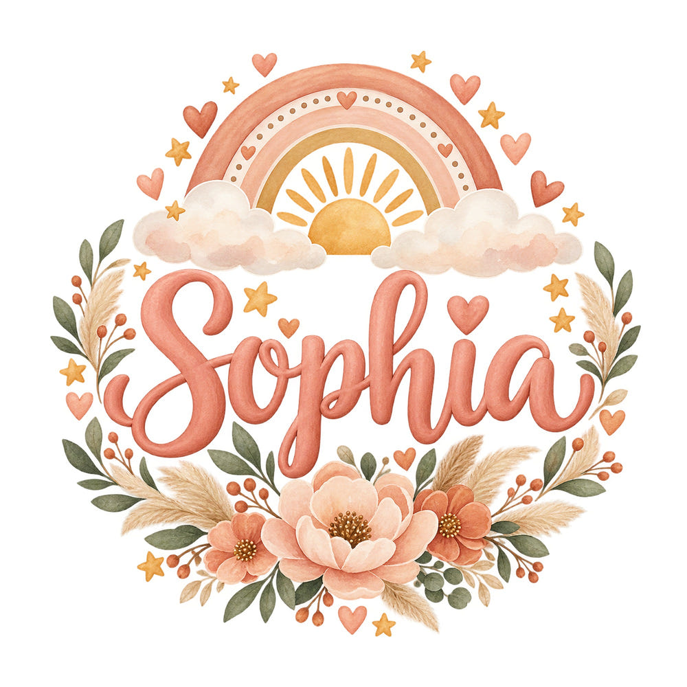 Personalised Boho Rainbow Name Wall Decal, image 1