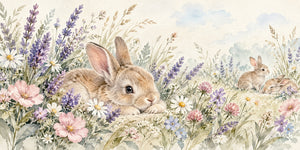 Watercolor Lavender Bunny Wall Mural, image 3