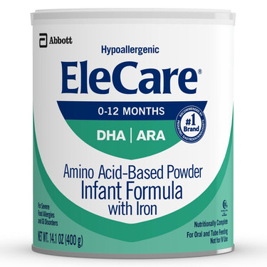 EleCare Hypoallergenic Amino Acid-Based Baby Formula, 14.1 oz can for sensitive infants.