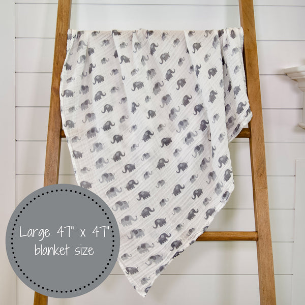 Elephant Baby Muslin Swaddle Blanket