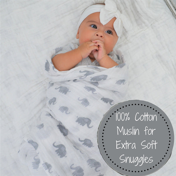 Elephant Baby Muslin Swaddle Blanket