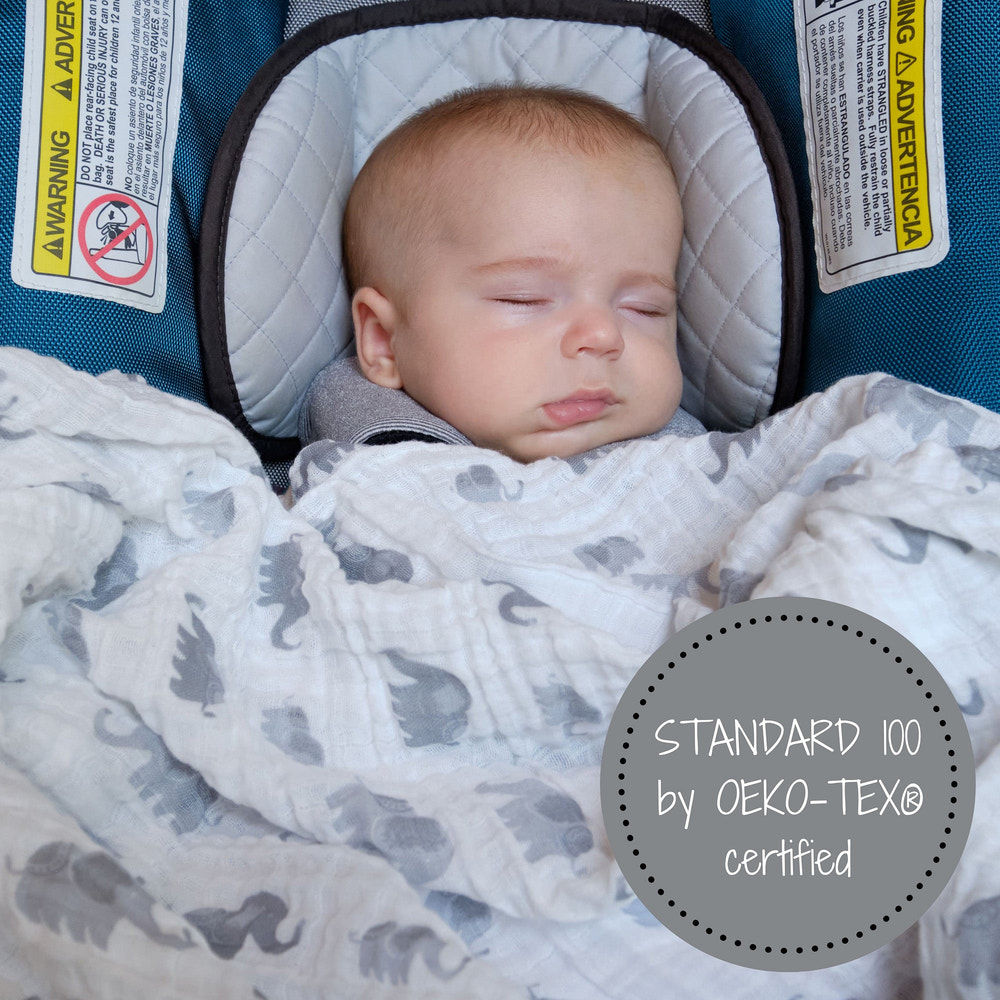 Elephant Baby Muslin Swaddle Blanket - MOOGCO Baby