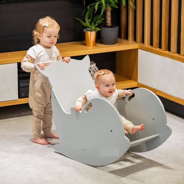Ellery Dolphin Rocker - adorable baby rocking chair for soothing comfort and playful fun.