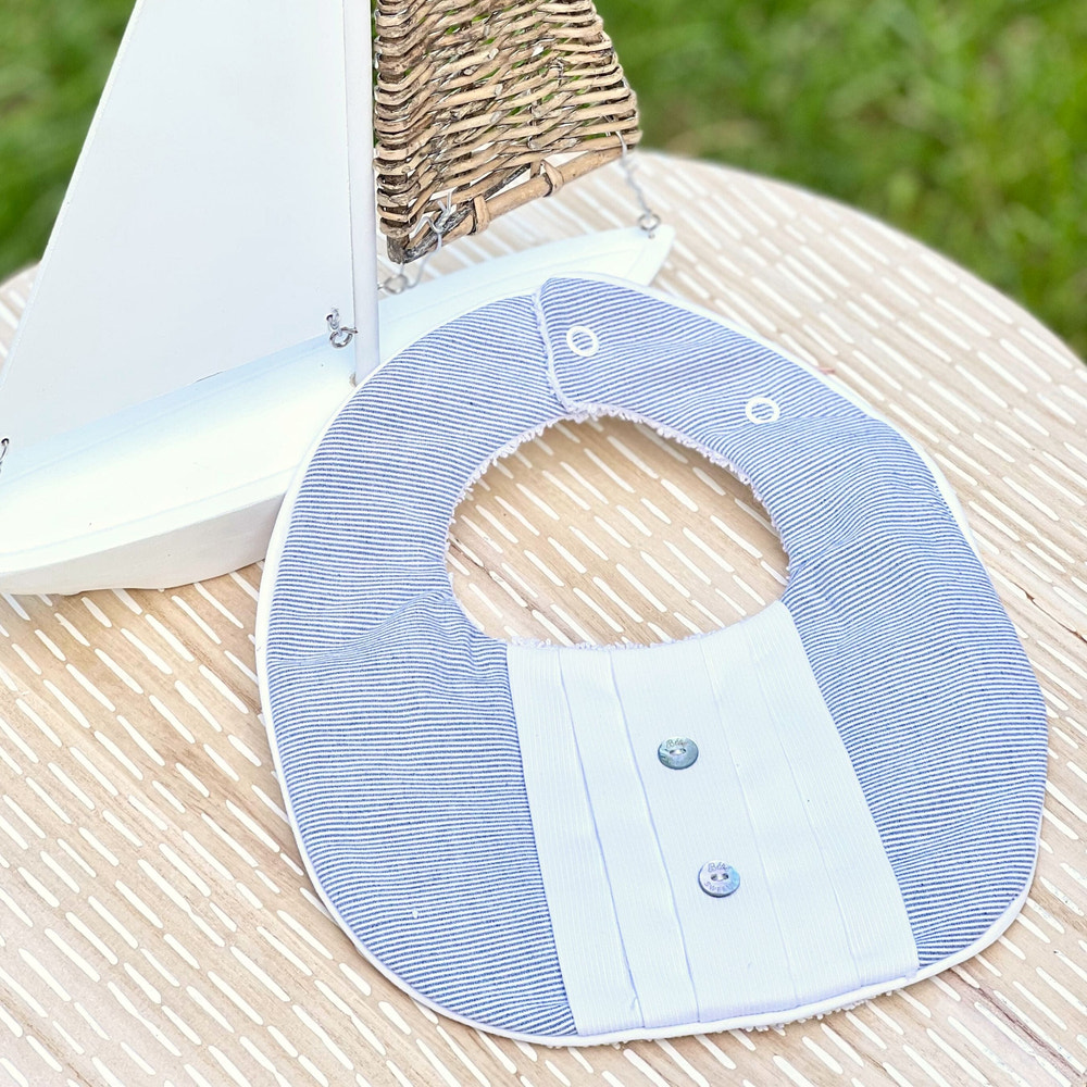 ENY | Baby Boys Blue Striped Cotton Bib - MOOGCO Baby