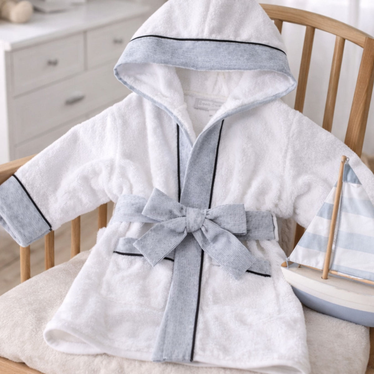 ENY Personalised & Blue Striped Bathrobe