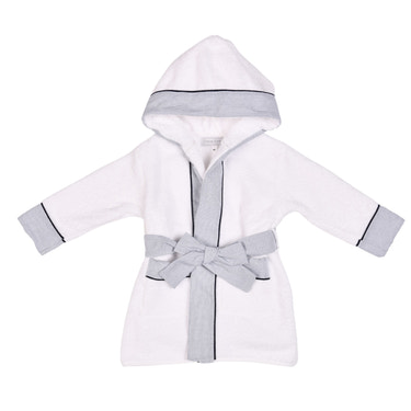 ENY | Boys Personalised White & Blue Striped Bathrobe - MOOGCO Baby