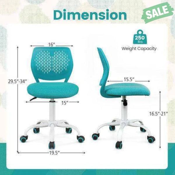 Ergonomic Children Study Chair with Adjustable Height-Turquoise
