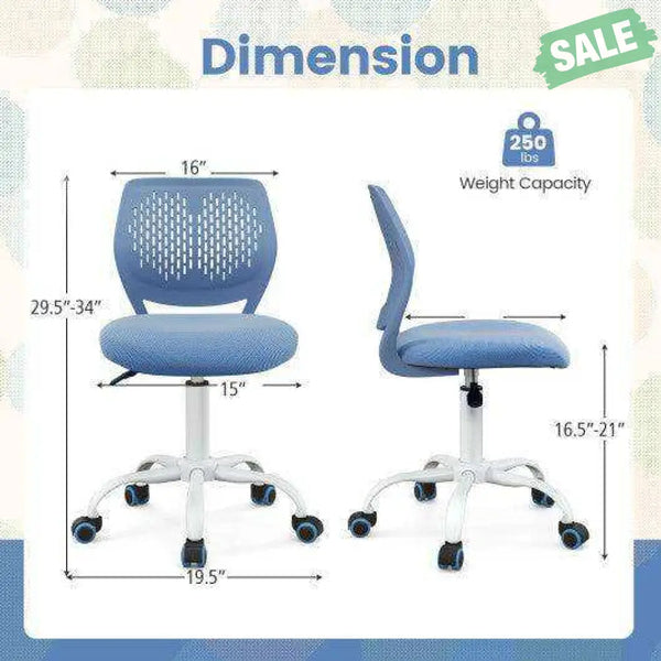 Ergonomic Children Study Chair with Adjustable Height-Blue