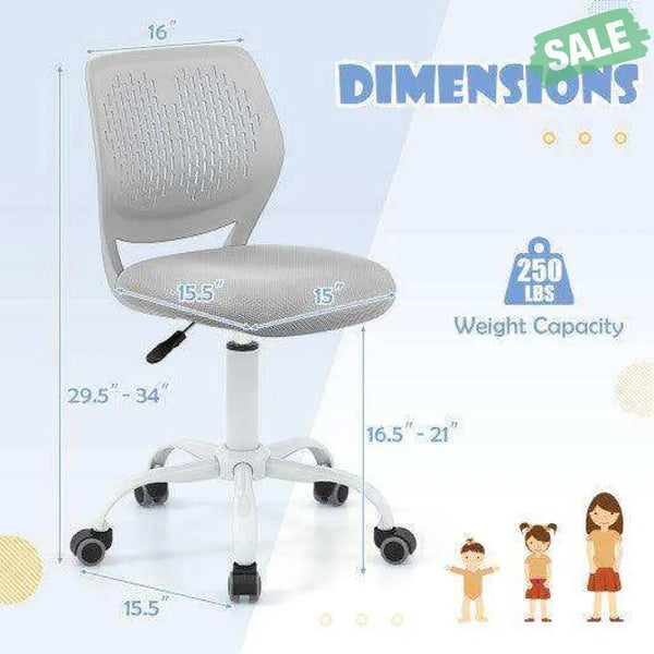 Ergonomic Children Study Chair with Adjustable Height-Gray