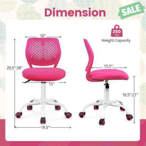 Ergonomic Children Study Chair with Adjustable Height-Pink