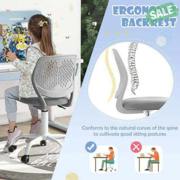 Ergonomic Children Study Chair with Adjustable Height-Gray