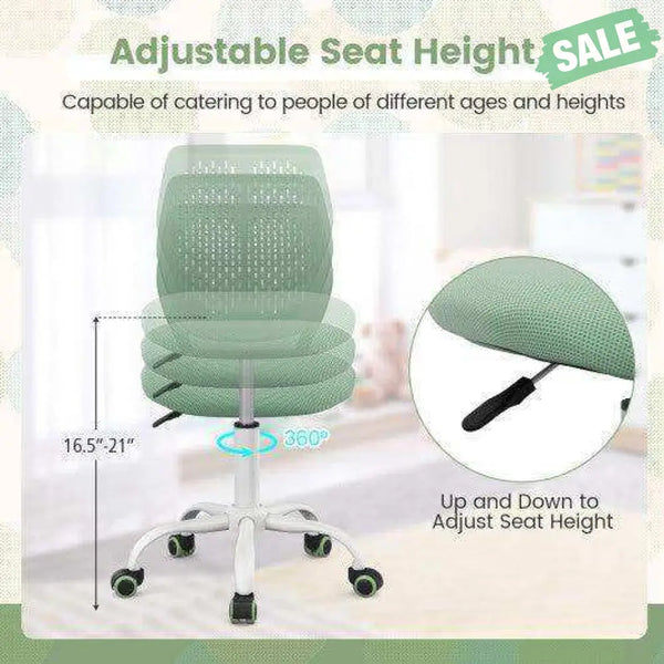 Ergonomic Children Study Chair with Adjustable Height-Green