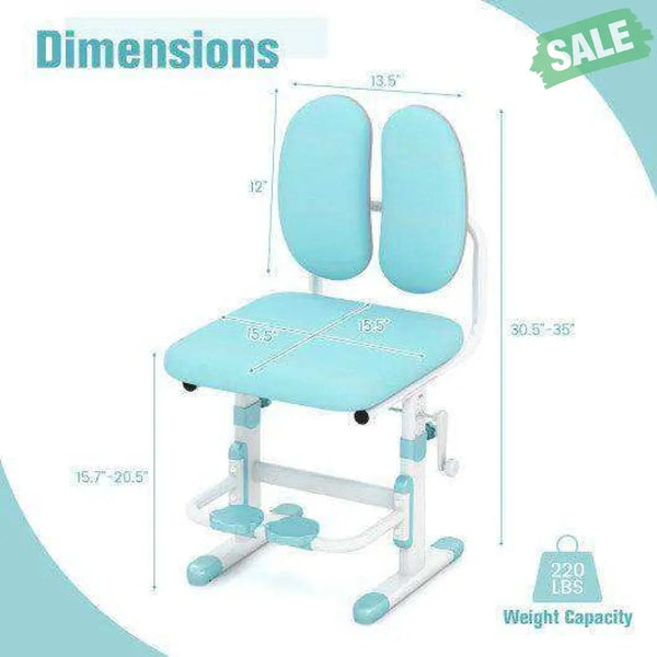 Ergonomic Height-adjustable Kids Study Chair with Double Back Support-Pink Pink Kids Chairs & Seating