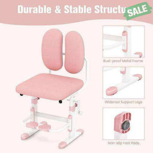 Ergonomic Height-adjustable Kids Study Chair with Double Back Support-Pink Pink Kids Chairs & Seating