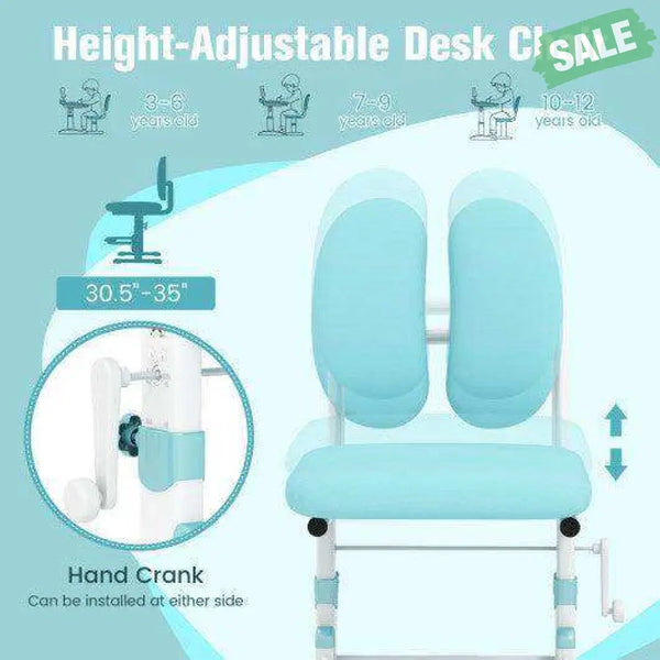 Ergonomic Height-adjustable Kids Study Chair with Double Back Support-Pink Pink Kids Chairs & Seating