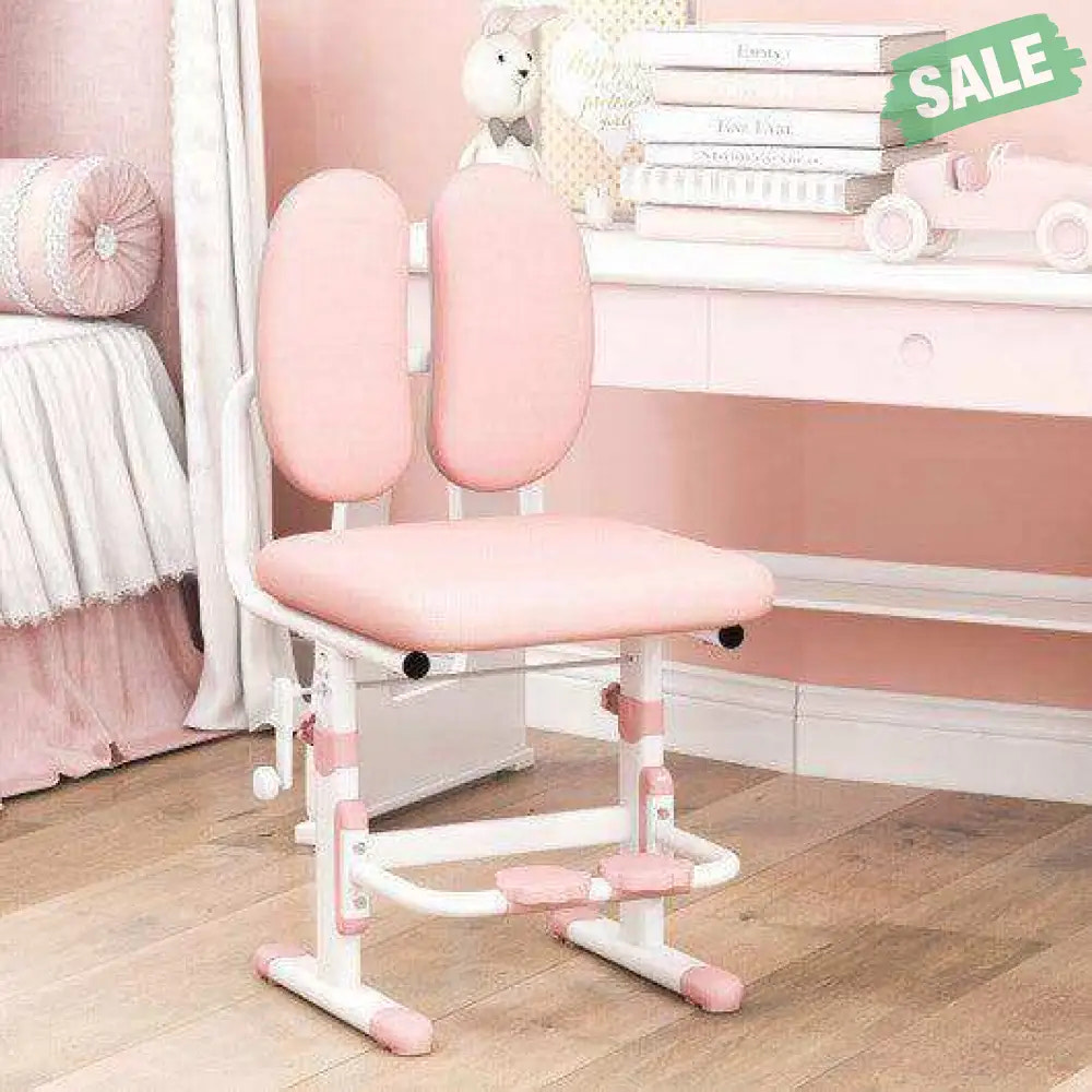 Ergonomic Height-adjustable Kids Study Chair with Double Back Support-Pink Pink Kids Chairs & Seating