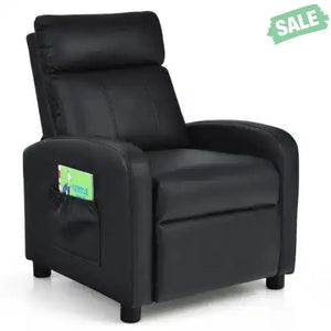 Ergonomic PU Leather Kids Recliner Lounge Sofa for 3-12 Age Group-Black Black Kids Chairs & Seating