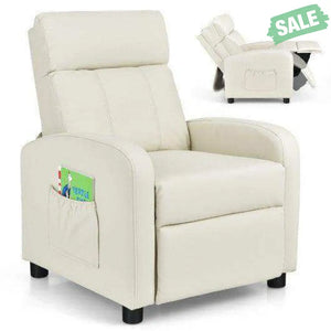 Ergonomic PU Leather Kids Recliner Lounge Sofa for 3-12 Age Group-Black Black Kids Chairs & Seating