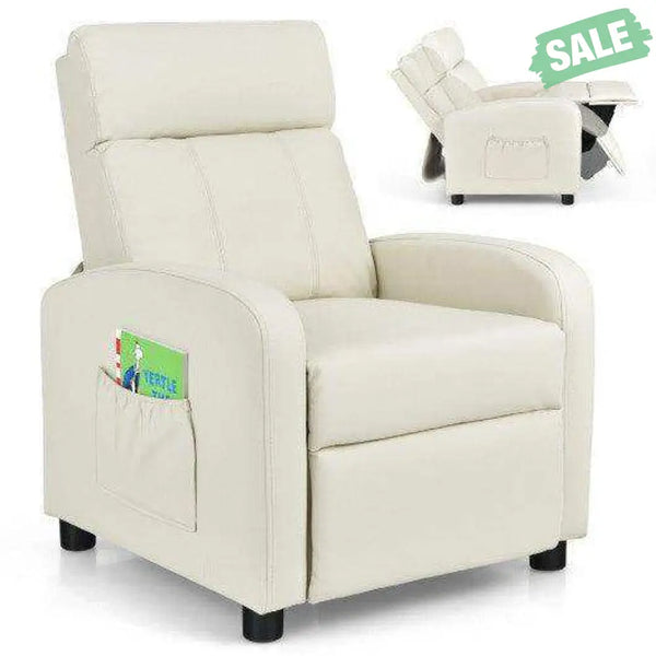 Ergonomic PU Leather Kids Recliner Lounge Sofa for 3-12 Age Group-Black Black Kids Chairs & Seating