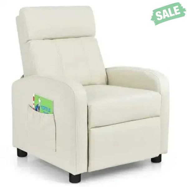 Ergonomic PU Leather Kids Recliner Lounge Sofa for 3-12 Age Group-Black Black Kids Chairs & Seating